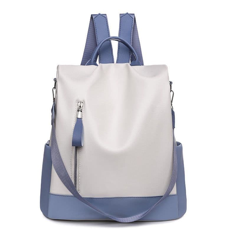image-Women's Bag PU Soft Leather Textured Backpack Fashion Hong Kong Style Large Capacity