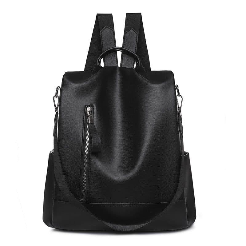 image-Women's Bag PU Soft Leather Textured Backpack Fashion Hong Kong Style Large Capacity