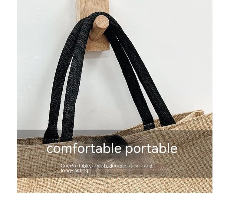 image-Fashion Linen Women's Bag Large Capacity Casual Shoulder Bag Korean Style Fashionable All-matching Letter Pack