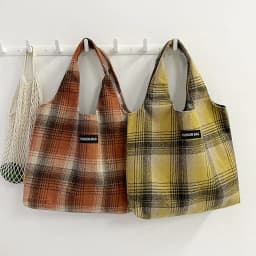 image-New Retro British Checked Canvas Bag Women