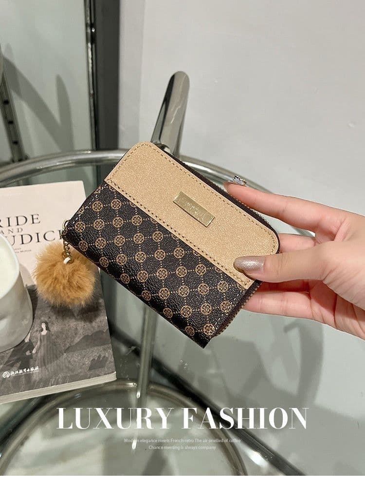 image-Women's Short Printing Color Contrast Korean Style Bag Wallet