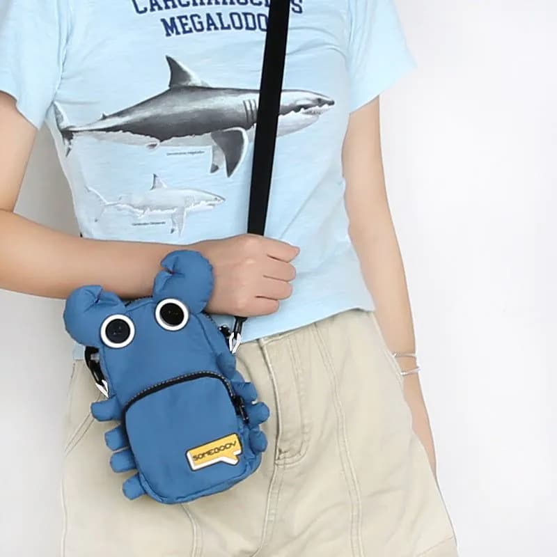 image-Tricolor Patch Little Crab Funny Bag Crossbody Small Square Bag