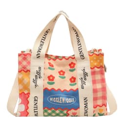 image-Letter Printed Canvas Bag Large Capacity Crossbody Ladies