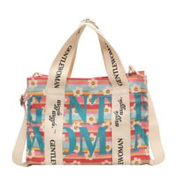 image-Letter Printed Canvas Bag Large Capacity Crossbody Ladies