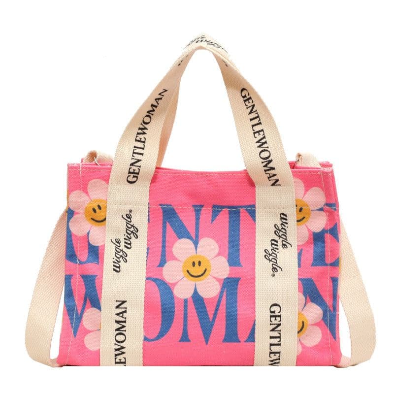 image-Letter Printed Canvas Bag Large Capacity Crossbody Ladies
