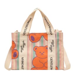 image-Letter Printed Canvas Bag Large Capacity Crossbody Ladies