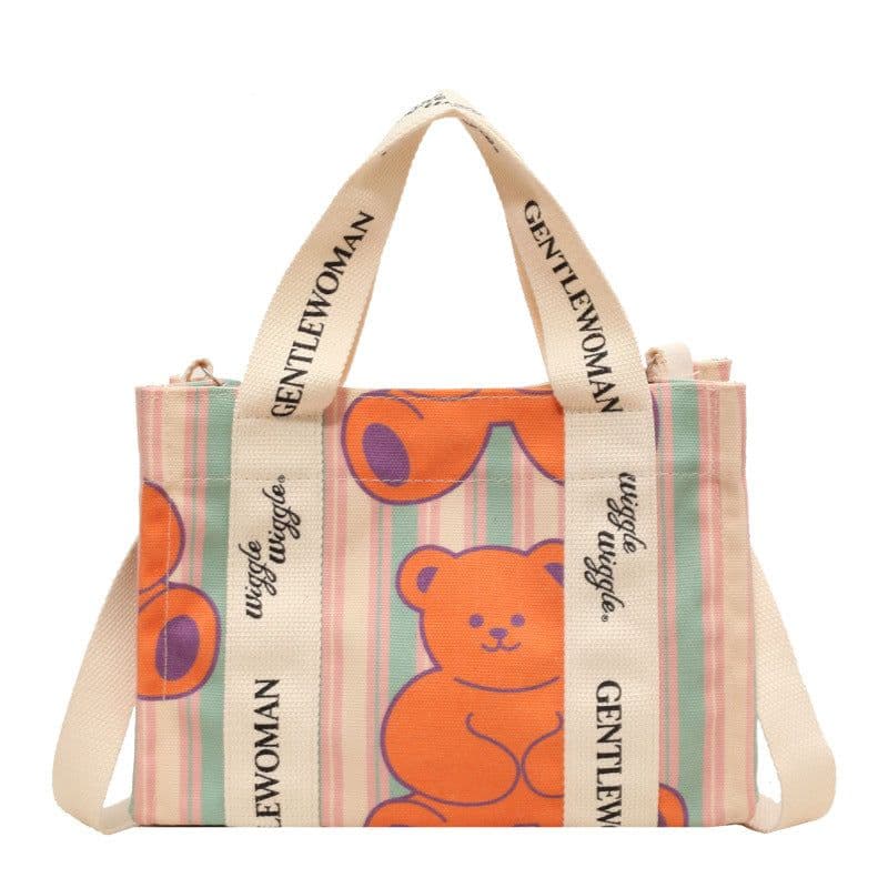 image-Letter Printed Canvas Bag Large Capacity Crossbody Ladies