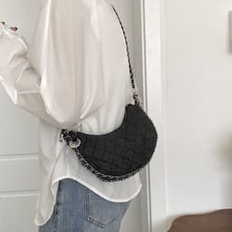 image-Denim Bag Female Diamond Embroidery Thread Chain Messenger Bag