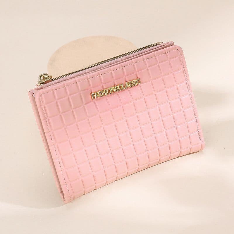 image-Women's Wallet Short Korean Style Vertical Solid Color Zipper Wallet