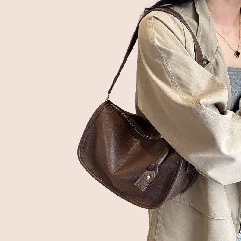 image-Boston Bag Women's Soft Leather Large Capacity Shoulder Crossbody