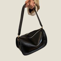 image-Boston Bag Women's Soft Leather Large Capacity Shoulder Crossbody