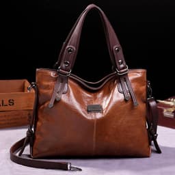 image-Retro Fashion Tote Casual Soft Leather Shoulder Crossbody Large Capacity Women's Bag