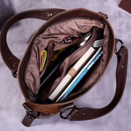image-Retro Fashion Tote Casual Soft Leather Shoulder Crossbody Large Capacity Women's Bag
