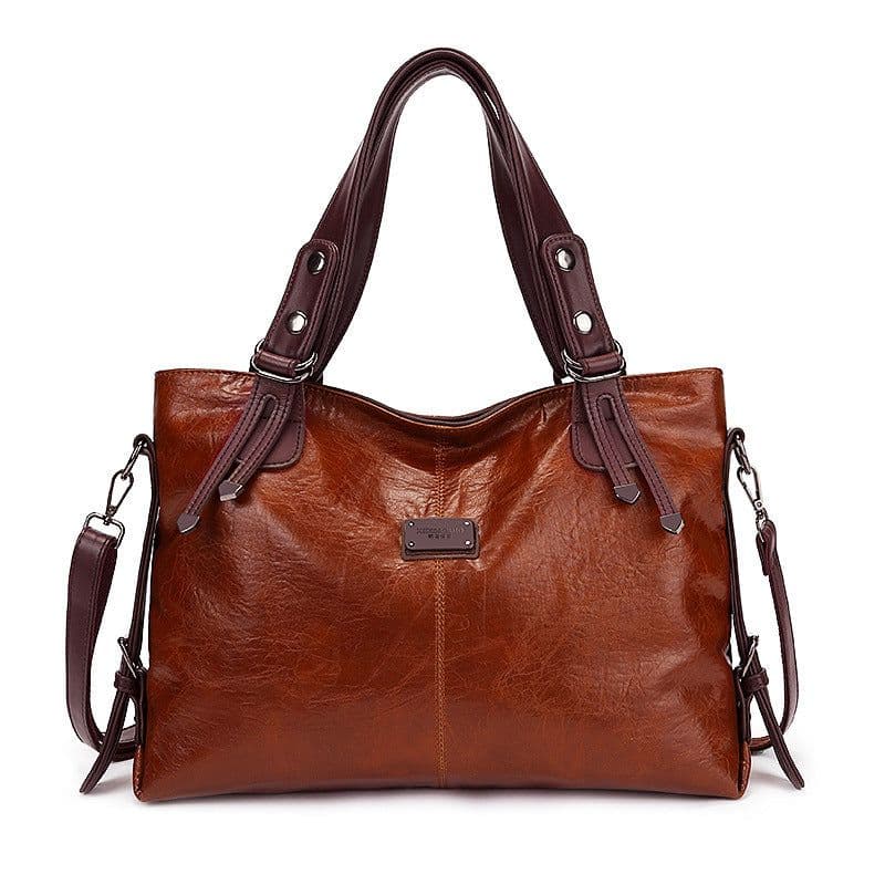 image-Retro Fashion Tote Casual Soft Leather Shoulder Crossbody Large Capacity Women's Bag