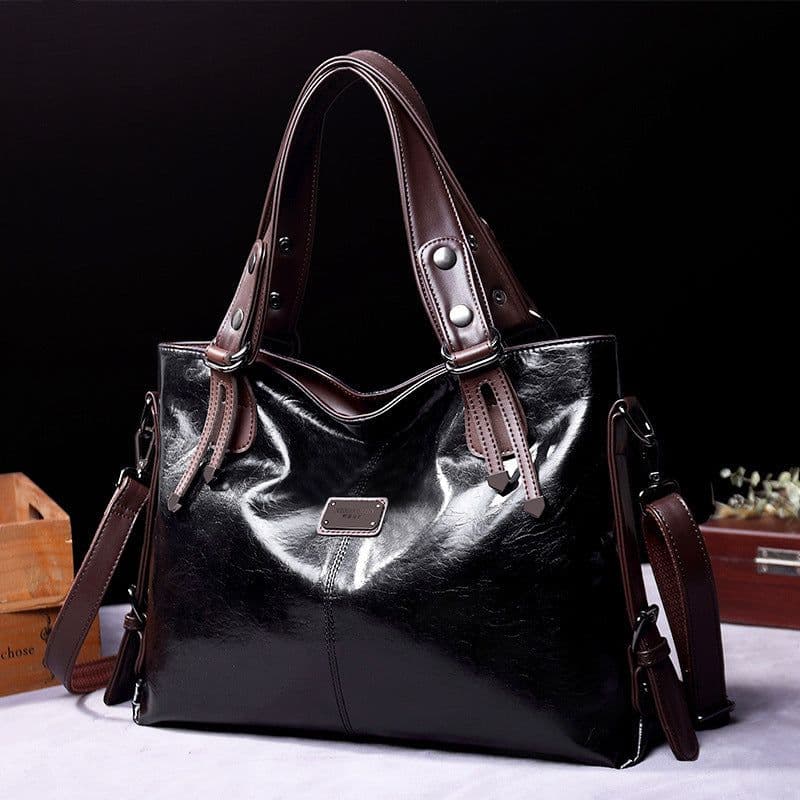 image-Retro Fashion Tote Casual Soft Leather Shoulder Crossbody Large Capacity Women's Bag