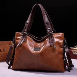 image-Retro Fashion Tote Casual Soft Leather Shoulder Crossbody Large Capacity Women's Bag