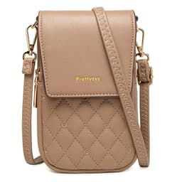 image-Plaid Sewing Design Mobile Phone Bags For Women Simple Buckle Multifunctional Crossbody Shoulder Bag