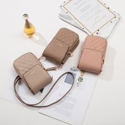 image-Plaid Sewing Design Mobile Phone Bags For Women Simple Buckle Multifunctional Crossbody Shoulder Bag