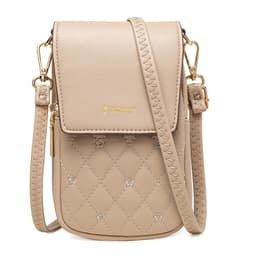 image-Plaid Sewing Design Mobile Phone Bags For Women Simple Buckle Multifunctional Crossbody Shoulder Bag
