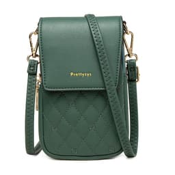 image-Plaid Sewing Design Mobile Phone Bags For Women Simple Buckle Multifunctional Crossbody Shoulder Bag