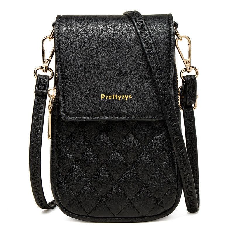 image-Plaid Sewing Design Mobile Phone Bags For Women Simple Buckle Multifunctional Crossbody Shoulder Bag