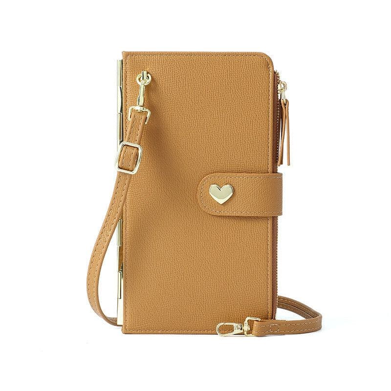 image-Mobile Phone Bags With Transparent Touch Screen Love Buckle Long Wallet Women Multifunctional Crossbody Shoulder Bag
