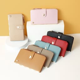 image-Mobile Phone Bags With Transparent Touch Screen Love Buckle Long Wallet Women Multifunctional Crossbody Shoulder Bag