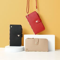 image-Mobile Phone Bags With Transparent Touch Screen Love Buckle Long Wallet Women Multifunctional Crossbody Shoulder Bag