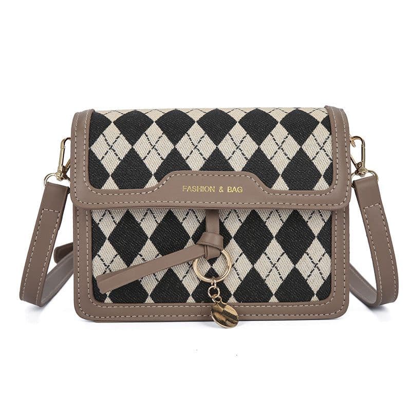 image-Houndstooth Pattern Large Capacity Women's Fashion Messenger Bag