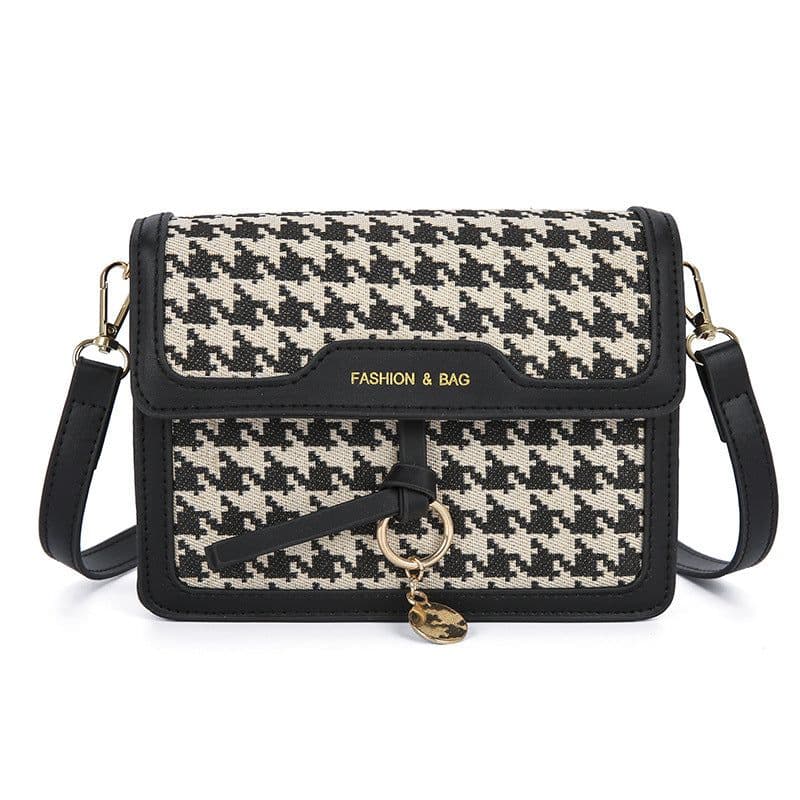 image-Houndstooth Pattern Large Capacity Women's Fashion Messenger Bag