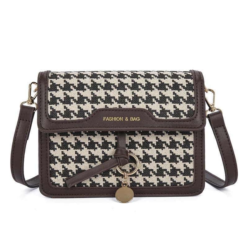 image-Houndstooth Pattern Large Capacity Women's Fashion Messenger Bag