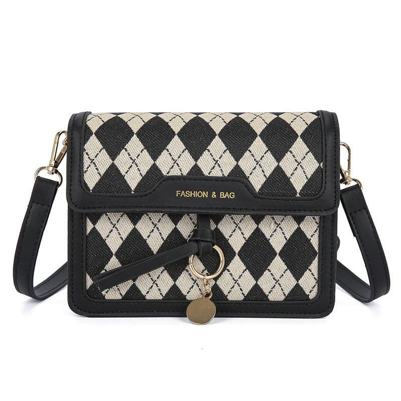 image-Houndstooth Pattern Large Capacity Women's Fashion Messenger Bag