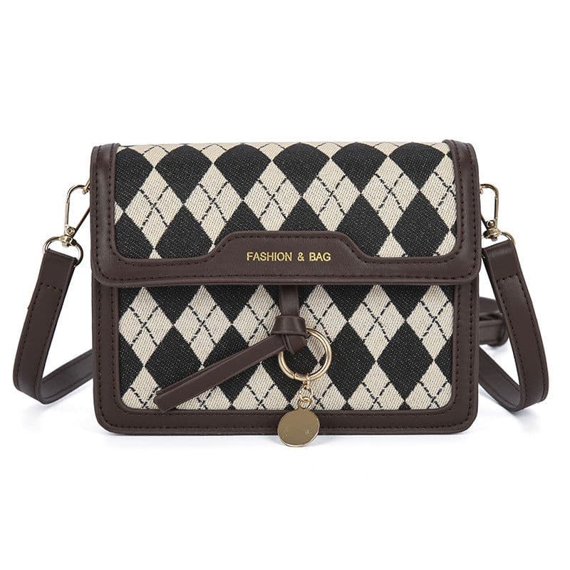 image-Houndstooth Pattern Large Capacity Women's Fashion Messenger Bag