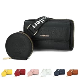 image-2pcs Lychee Texture Composite Bag Fashion Mobile Phone Bag With Small Coin Purse Letter Print Zipper Crossbody Shoulder Bag
