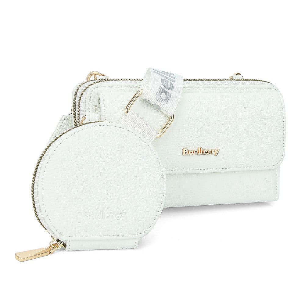 image-2pcs Lychee Texture Composite Bag Fashion Mobile Phone Bag With Small Coin Purse Letter Print Zipper Crossbody Shoulder Bag