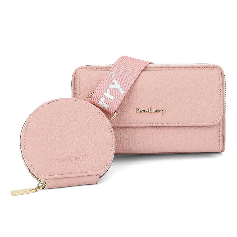image-2pcs Lychee Texture Composite Bag Fashion Mobile Phone Bag With Small Coin Purse Letter Print Zipper Crossbody Shoulder Bag