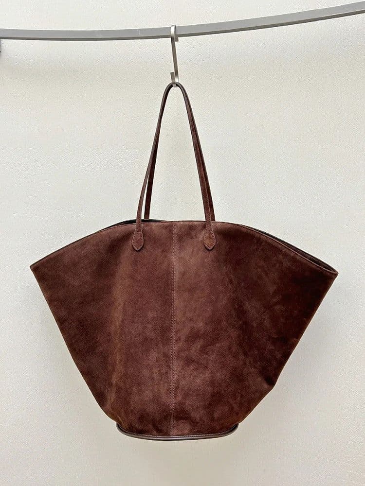 image-Versatile Handheld Shoulder Bag Large Capacity Totes Frosted Suede Maillard Women's Bag