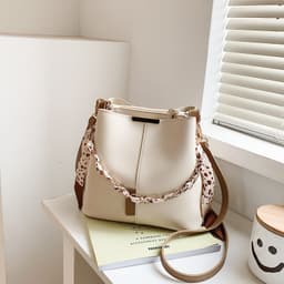image-Fashion Big Bag Casual Women's Bag Fashion Retro Characteristic Messenger Bag Silk Scarf Portable Bucket Bag