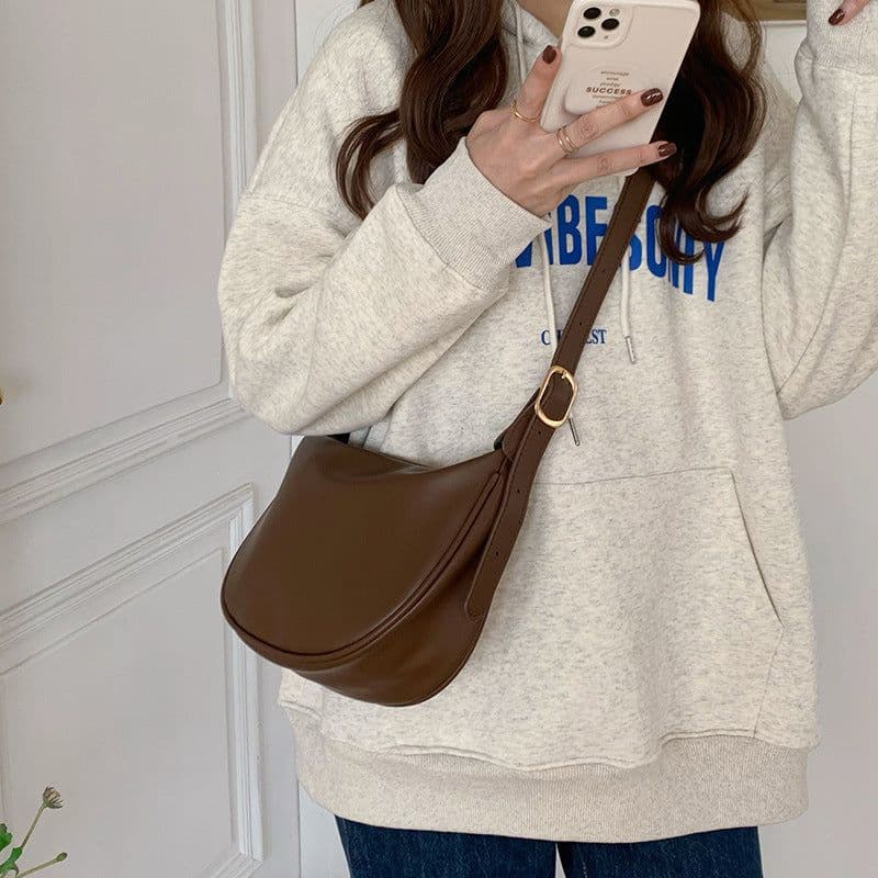 image-Women's Bag Casual Black One Shoulder Crossbody Bag Versatile Dumpling Bag