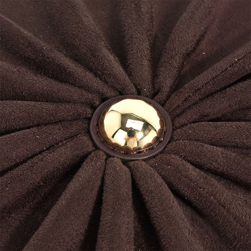 image-Advanced Sense Classic Style Round Pie Bag Genuine Leather Bag Metal Chain
