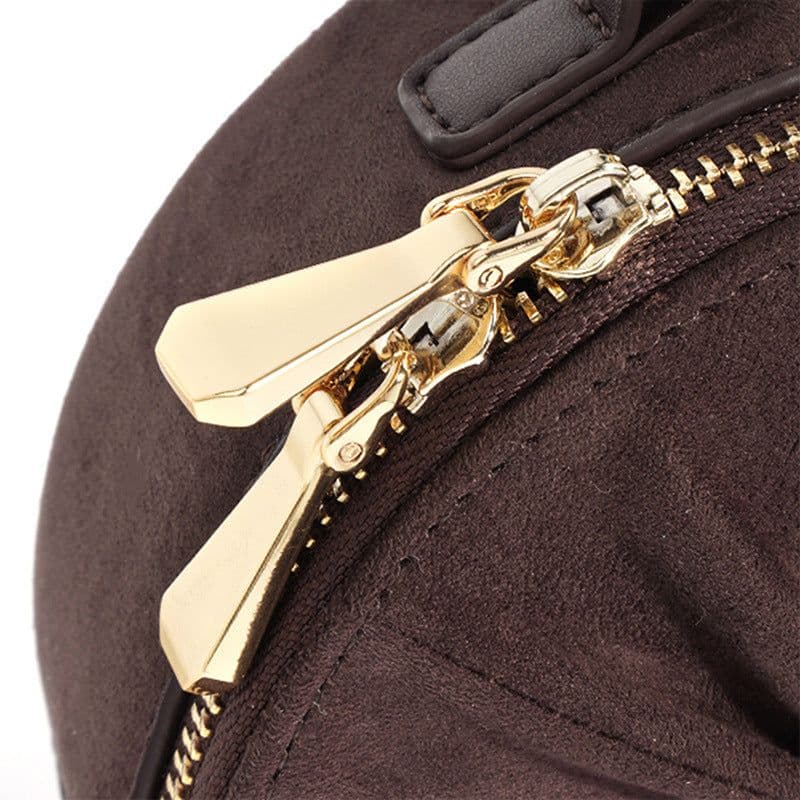 image-Advanced Sense Classic Style Round Pie Bag Genuine Leather Bag Metal Chain