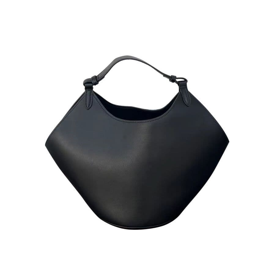 image-Frosted Cowhide Bucket Bag Large Capacity Genuine Leather