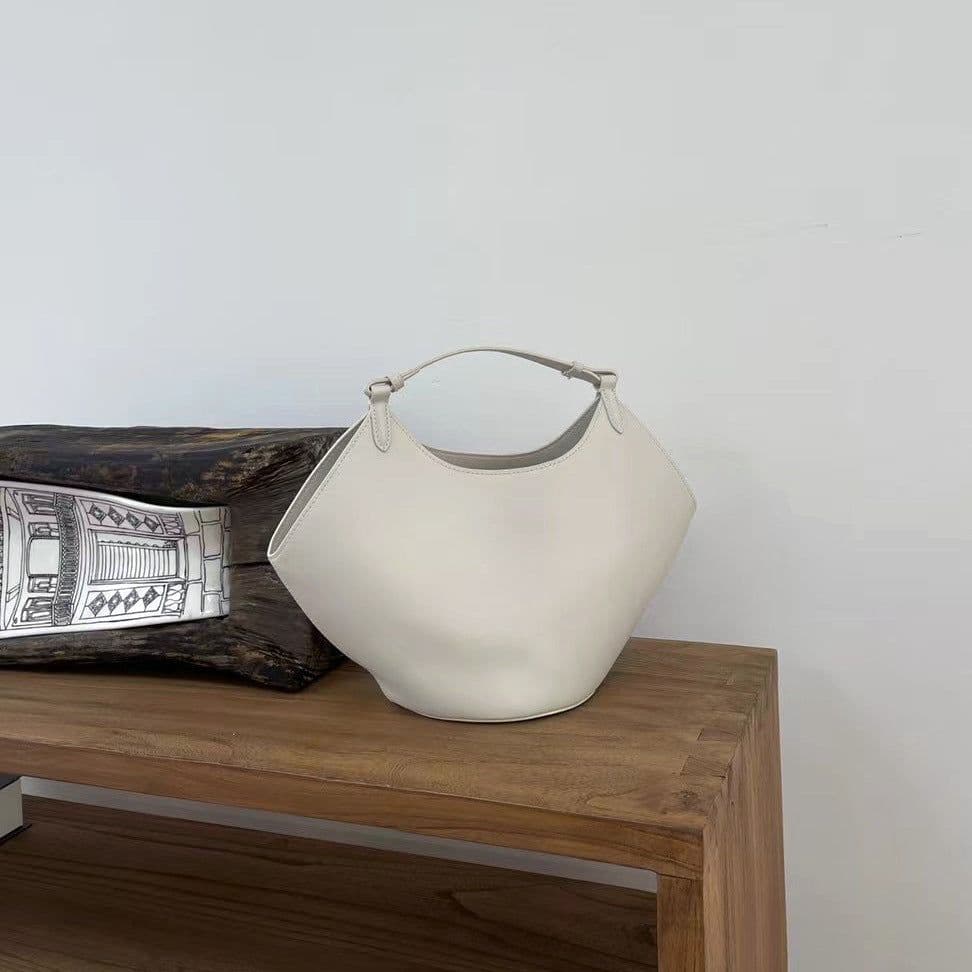 image-Frosted Cowhide Bucket Bag Large Capacity Genuine Leather
