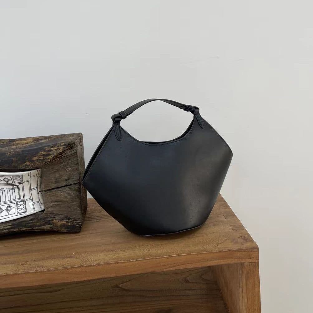 image-Frosted Cowhide Bucket Bag Large Capacity Genuine Leather