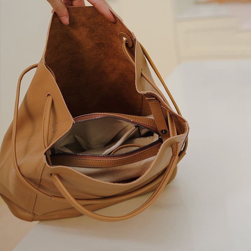 image-Retro Soft Cowhide Leather Women's Bag Large Capacity