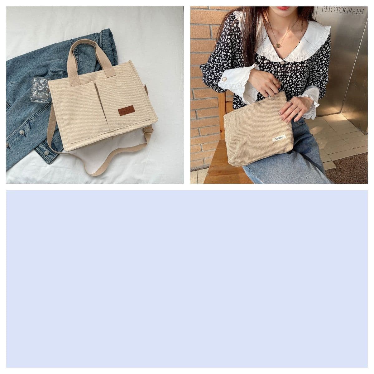 image-Fashion Corduroy Cosmetic Bag Women