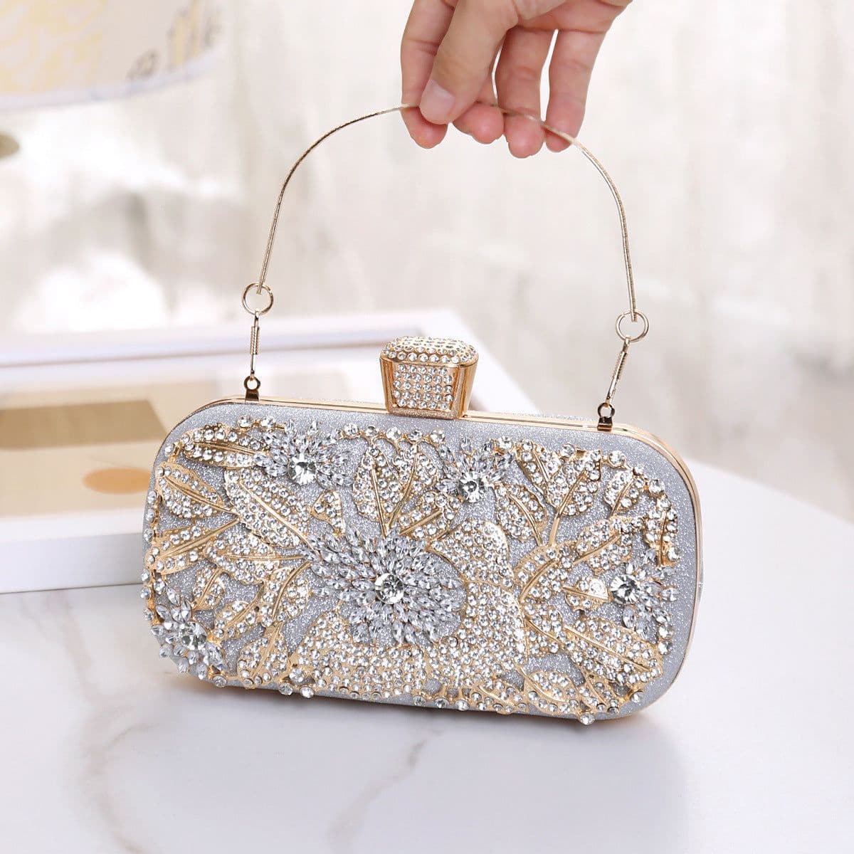 image-European And American Ladies Handbag With Diamonds