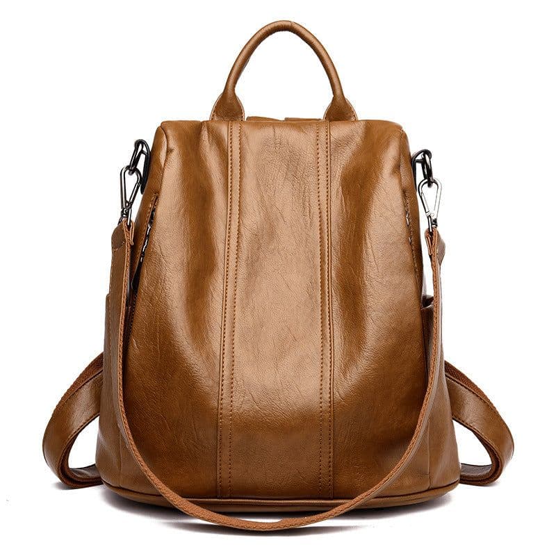 image-Women's Fashion Cattlehide Leather Anti-theft Multifunctional Backpack