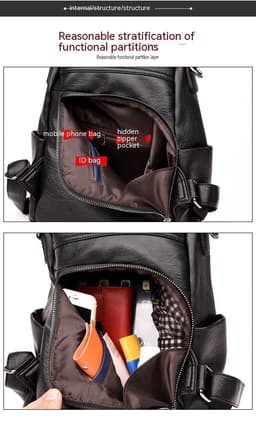 image-Women's Fashion Cattlehide Leather Anti-theft Multifunctional Backpack