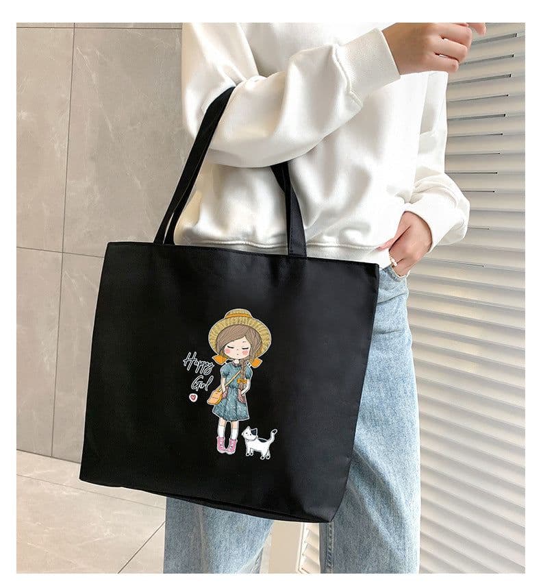 image-Women's Canvas Bag New Shoulder Handbag Student Tote One Piece